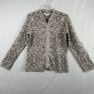 Novica Sweater Womens Small Cardigan Alpaca Blend Fair Isle Full Zip Ski Casual